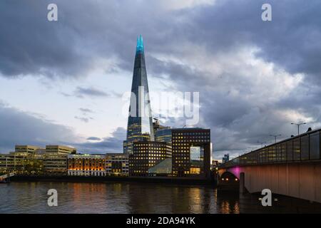 London City 20 Oct 2020, London Shard view at sunset Stock Photo