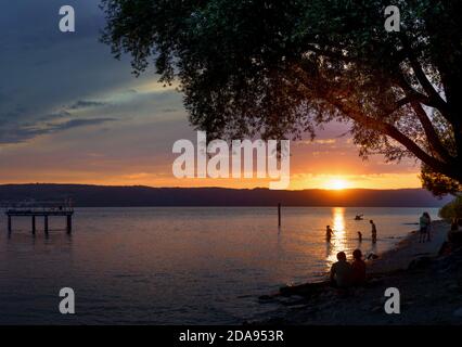 Sunset at Lake Constance Stock Photo