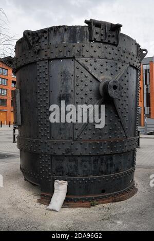 Steel crucible on display at Kelham island Sheffield England Stock Photo