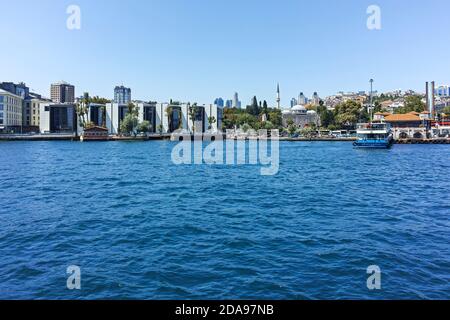 ISTANBUL, TURKEY - JULY 26, 2019: Panorama from Bosporus to city of Istanbul, Turkey Stock Photo