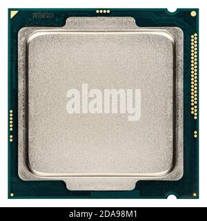 CPU (Central processing unit) microchip, isolated on white background Stock Photo
