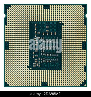 CPU (Central processing unit) microchip, isolated on white background Stock Photo