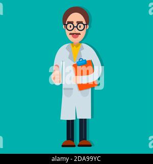 man doctor smile with thumb up pose vector illustration Stock Vector