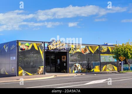 The Gold Discovery Centre in Waihi, New Zealand, which runs tours of the neighboring Martha Mine. It is also the town's visitor information centre Stock Photo