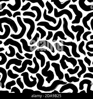 Inky curly waves hand drawn seamless pattern.  Stock Vector