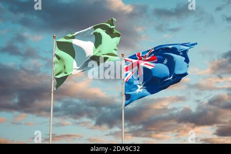 Beautiful national state flags of Australia and Cook Island together at ...