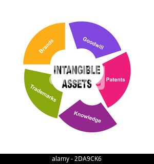 Diagram of Intangible Assets with keywords. EPS 10 - isolated on white background Stock Vector