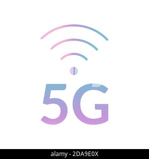 5G vector icon isolated on white. Wireless 5th generation internet network vertical gradient symbol Stock Vector