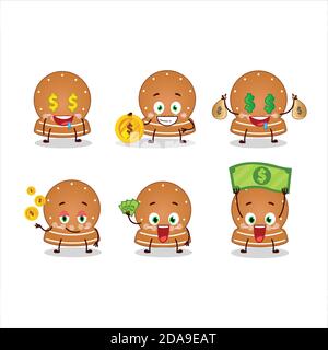 Snowball cookies cartoon character with cute emoticon bring money Stock Vector