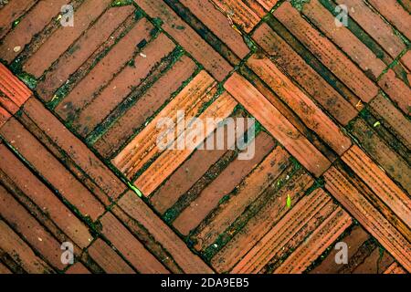 Texture and Surface of red brick floor Stock Photo