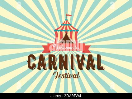 Carnival festival logo badge with Circus tent. vector illustration Stock Vector