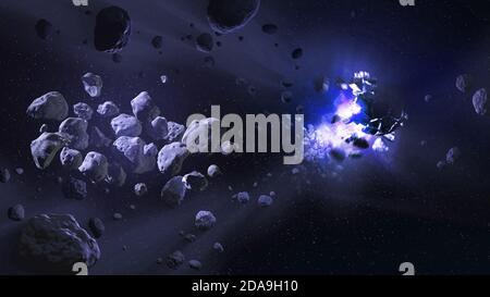 Meteorites. Deep space image, science fiction fantasy. Elements of this image furnished by NASA Stock Photo