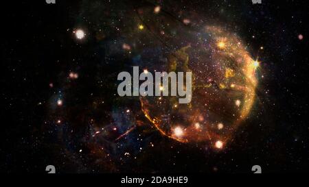 Scene with alien gas planet and stars in outer space showing the beauty of space exploration. Elements of this image furnished by NASA. Stock Photo