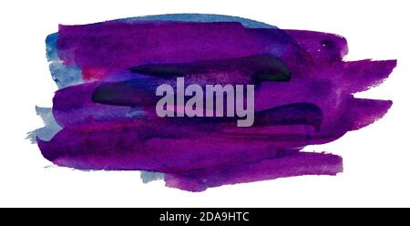 Abstract hand drawn violet watercolor brush strokes background Stock Photo