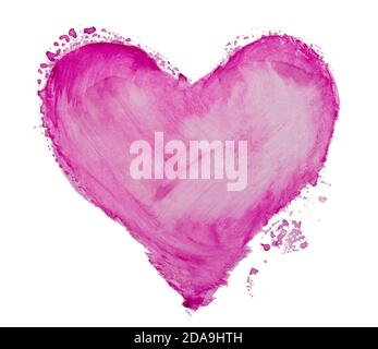 Heart shape hand drawn watercolor background illustration. Grunge texture for text design, label, valentines day. Stock Photo