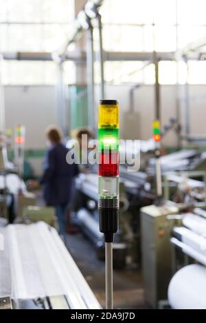 Workers in the plant for the production of polyethylene during the production process Stock Photo