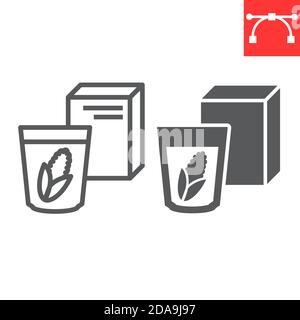 Breakfast cereal line and glyph icon, corn and cereals, cereal box sign vector graphics, editable stroke linear icon, eps 10. Stock Vector