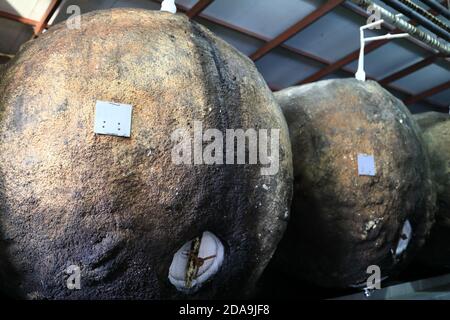 View of old wine tanks in winery, Georgia Stock Photo