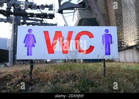 View of WC sign in Tbilisi, Georgia