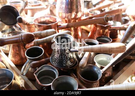 Coffee Turks in swap meet, Tbilisi, Georgia Stock Photo