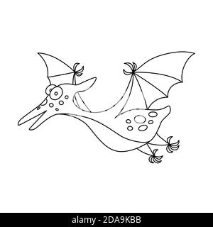 Dinosaur pterodactyloidea coloring page Royalty Free Vector