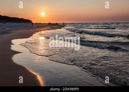 Baltic Sea waves in Debki village in administrative district of Gmina Krokowa, within Puck County, Pomeranian Voivodeship, northern Poland Stock Photo