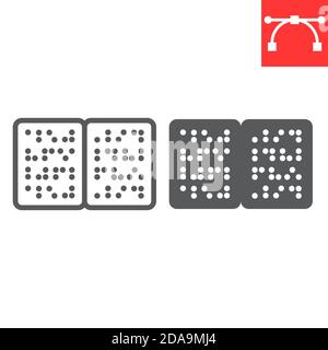 Braille book line and glyph icon, disability and blind, book written in braille sign vector graphics, editable stroke linear icon, eps 10. Stock Vector
