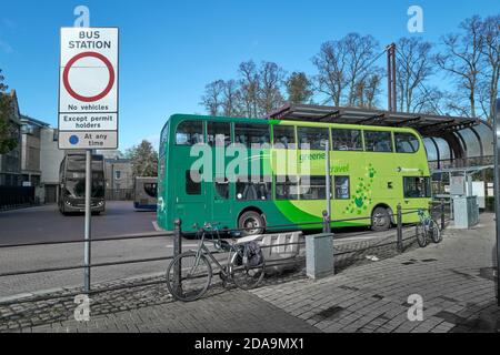 Bus station, Cambridge, England. Stock Photo