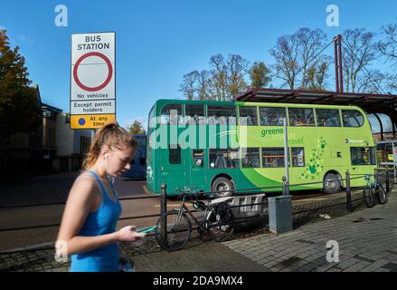 Bus station, Cambridge, England. Stock Photo