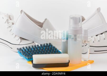 Shoe Cleaning Sponge Isolated on White Background Stock Photo