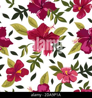 Red lilies in bloom, summer flowers pattern vector Stock Vector