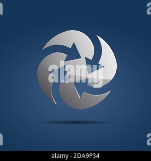 Vector sign arrows in rotation on blue background Stock Vector