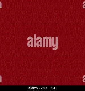 Oriental style wave seamless pattern on red background Stock Vector