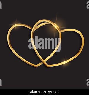 Happy Valentines Day Card with two Hearts. Illustration Stock Photo