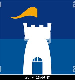 Vector sign castle with flag Stock Vector