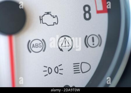 A look at the indicator lights in a car Stock Photo