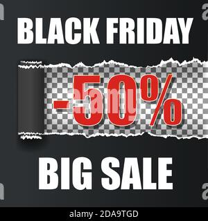 Black Friday vect ripped paper back Stock Vector