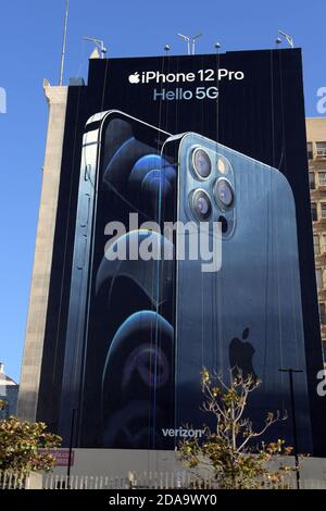 Apple iphone X advertisement on the side of a tall building Sunset Vine