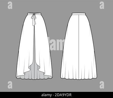 Skirt Slip Dirndl Technical Fashion Illustration With Below-the-knee  Silhouette, A-line Fullness, Scalloped Edge. Flat Bottom Template Front,  Back White Color Style. Women, Men, Unisex CAD Mockup Royalty Free SVG,  Cliparts, Vectors, and