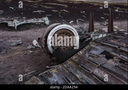 The wreckage of the Bleaklow Bomber. On 3 November 1948, USAF Boeing RB-29A Superfortress 44-61999, of the 16th Photographic Reconnaissance Squadron, Stock Photo