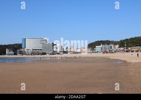 Panoramic view of Eurwangni Beach, in Incheon, Korea Stock Photo