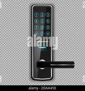 Modern electronic combination lock on a transparent background. Isolated vector object. Stock Vector