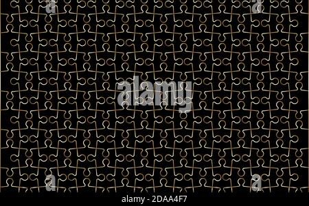 Black puzzle. Gold contour on a black background. EPS 10 Stock Vector