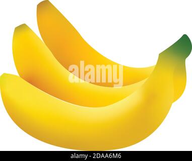 3d vector realistic illustration of bunch of bananas. Banana isolated on white background, banana icon. Stock Vector