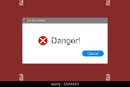 Error message computer window alert popup. System error vector icon failure pc interface. EPS 10 Stock Vector