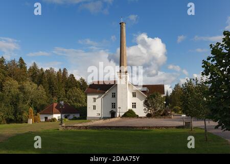 Big magnificent medieval manor in Estonia in Palmse. Distillery building Stock Photo