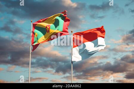 Beautiful national state flags of Grenada and Nigeria together at the ...