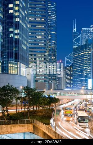 Skyline of office buildings at Connaught Road, Chung Wan (central district), Hong Kong Island, Hong Kong, China, Asia Stock Photo