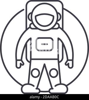 Astronaut concept icon, linear isolated illustration, thin line vector, web design sign, outline concept symbol with editable stroke on white Stock Vector