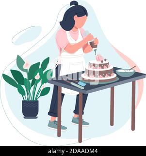 Female pastry chef flat color vector faceless character Stock Vector